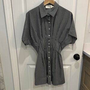 Striped Black and White Midi Dress